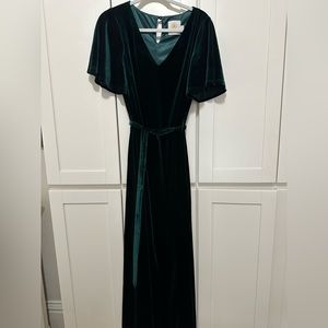 Revelry Bridesmaid Reese Velvet Dress, Emerald, M